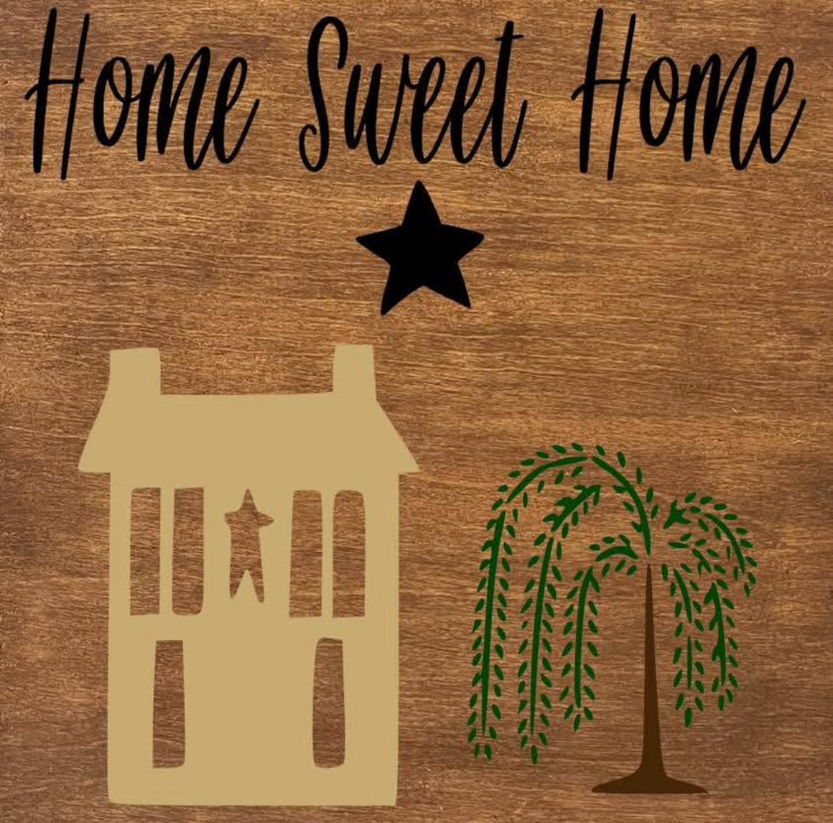 Home Sweet Home - Primitive Country Wood Plaque Sign 8” x 8”