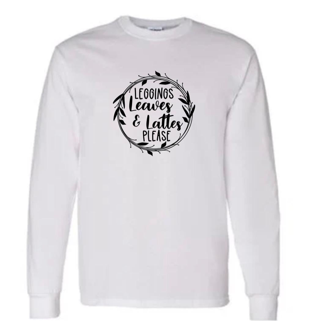 Leggings Leaves & Lattes Please - Graphic Unisex T Shirt