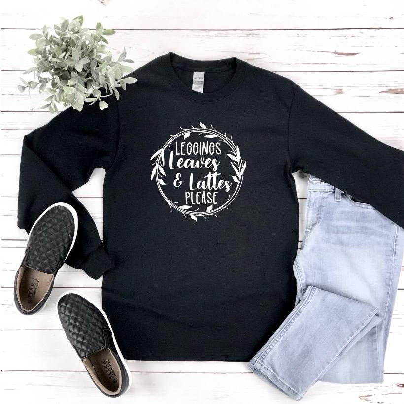 Leggings Leaves & Lattes Please - Graphic Unisex T Shirt