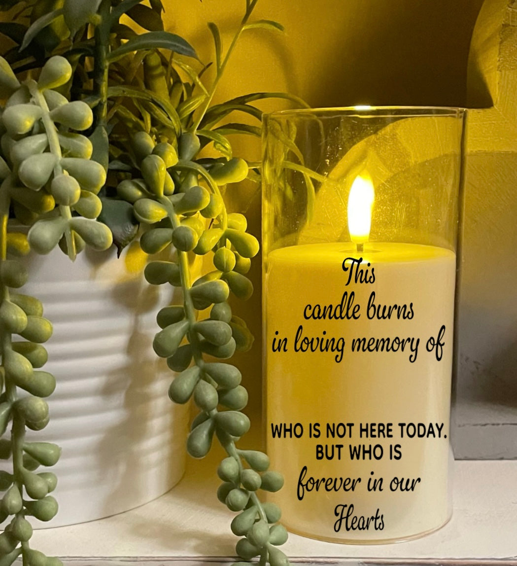 Personalized Flameless Flickering Battery Operated Memorial Candle