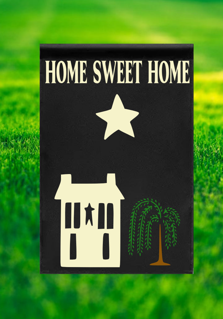 Country Primitive Garden Flag 12”x18” Home Sweet Home - Black