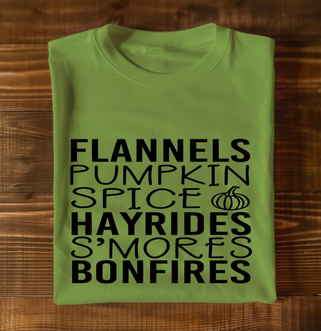 Flannels Pumpkin Spice Hayrides S’mores Bonfires Graphic T Shirt