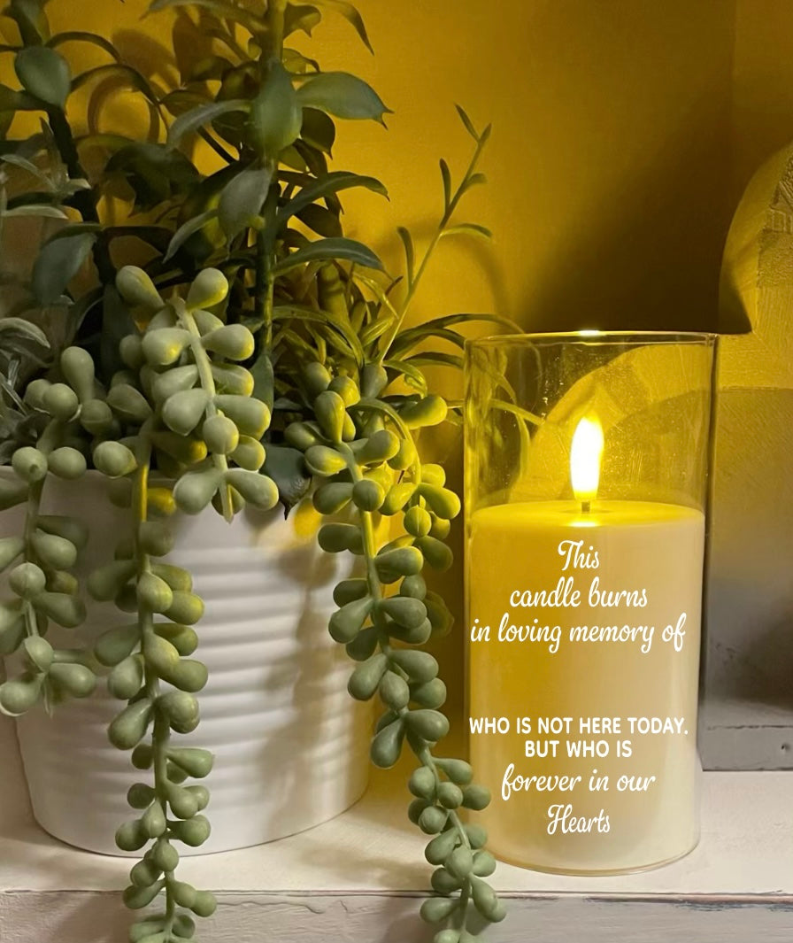 Personalized Flameless Flickering Battery Operated Memorial Candle